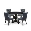 Pemberly Row 5-Piece Acacia Wood Dining Set in Sand Blasted Black