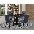 Pemberly Row 5-Piece Acacia Wood Dining Set in Sand Blasted Black