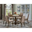 Pemberly Row 7-Piece Wooden Dining Set in Khaki Gray and Jacobean