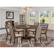Pemberly Row 7-Piece Dining Set in Gray Jacobean with Khaki Chairs
