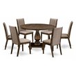 Pemberly Row 7-Piece Dining Set in Gray Jacobean with Khaki Chairs