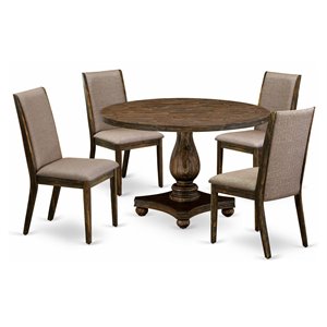 Pemberly Row 5-Piece Wood Dining Set in Gray and Distressed Jacobean