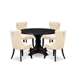 Pemberly Row 5-Piece Modern Dining Set with Acacia Wood and Black Finish