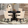 Pemberly Row 5-Piece Modern Dining Set with Acacia Wood and Black Finish