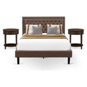 Pemberly Row 3-Piece Queen Bedroom Set with Wooden Frame in Jacobean