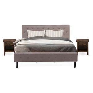 Pemberly Row 3-Piece King Bedroom Set in Wood Taupe Brown Jacobean