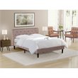 Pemberly Row Wooden Queen Platform Bed with Velvet Upholstered Headboard