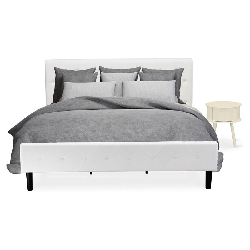 Pemberly Row 2-Piece Wood King Bedroom Set with Nightstand in White