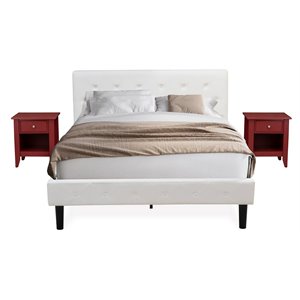 Pemberly Row 3-Piece Wood Queen Bedroom Set with Nightstands in Burgundy