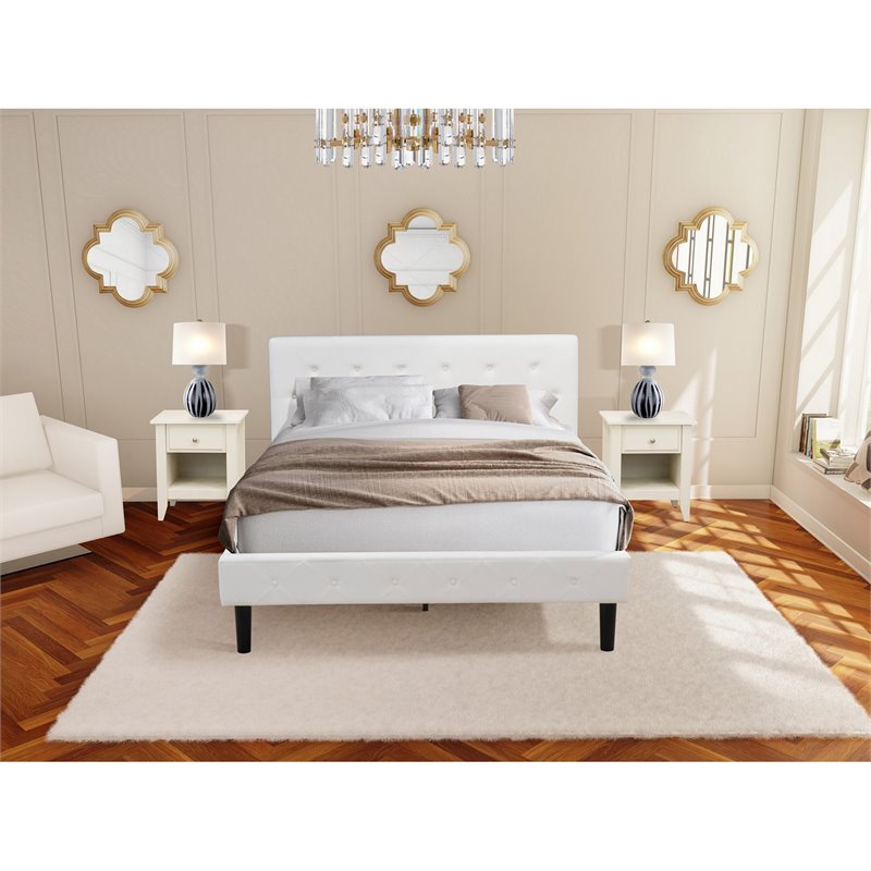 Pemberly Row Queen 3-Piece Bedroom Set in White and Butter Cream