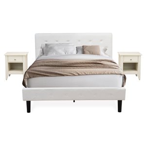 Pemberly Row Queen 3-Piece Bedroom Set in White and Butter Cream