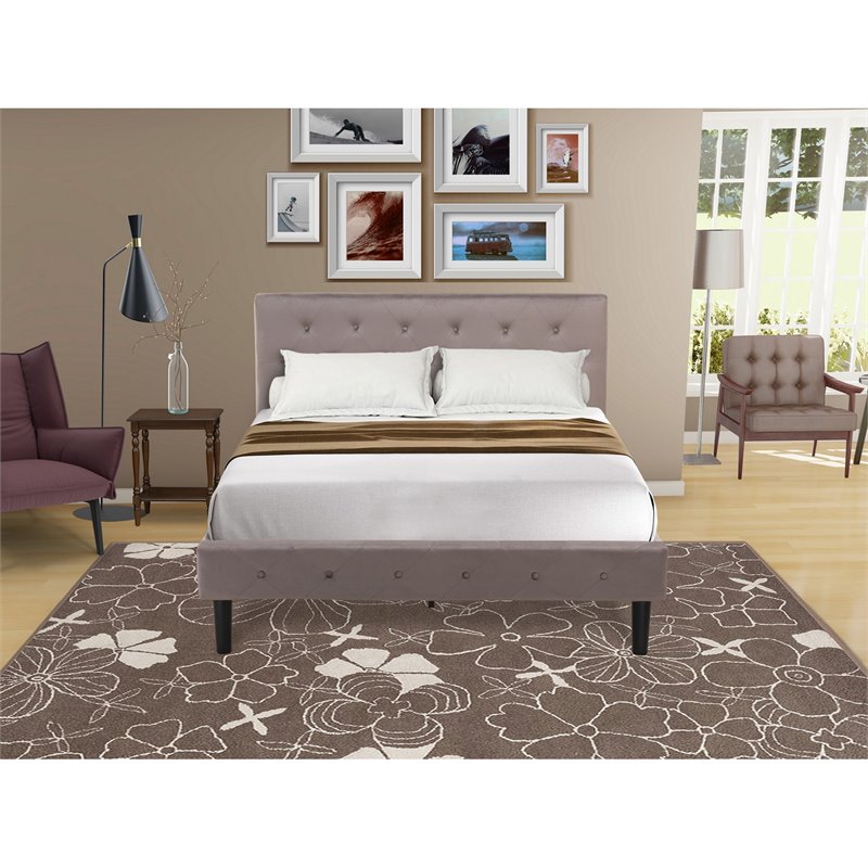 Pemberly Row 2-Piece Full Bedroom Set with Bed and Nightstand in Brown
