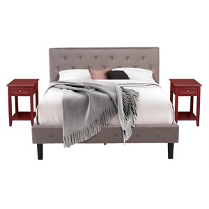 Pemberly Row Queen 3-Piece Bedroom Set in Brown and Burgundy Finish