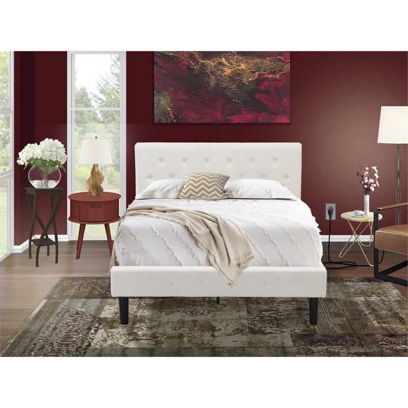 Pemberly Row 2-Piece Wood Full Bedroom Set in White and Burgundy
