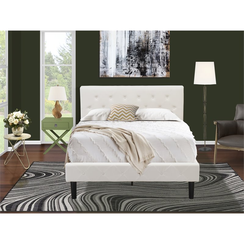 Pemberly Row 2-Piece Wooden Full Bedroom Set in White/Clover Green