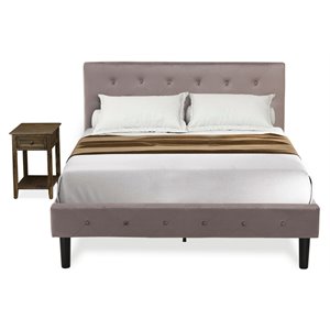 Pemberly Row 2-Piece Wood Full Bedroom Set with USB Ports in Brown
