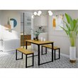 Pemberly Row 3-Piece Metal and Wood Dining Set with Black Walnut Finish
