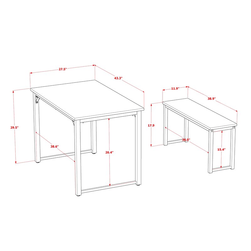Pemberly Row 3-Piece Metal and Wood Dining Set with Black Walnut Finish