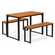 Pemberly Row 3-Piece Metal and Wood Dining Set with Black Walnut Finish