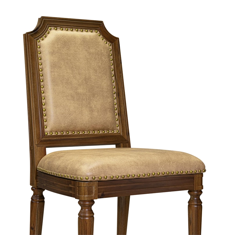 Pemberly Row Parson Dining Chairs in Acacia Wood Walnut Finish (Set of 2)