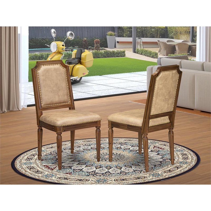 Pemberly Row Parson Dining Chairs in Acacia Wood Walnut Finish (Set of 2)