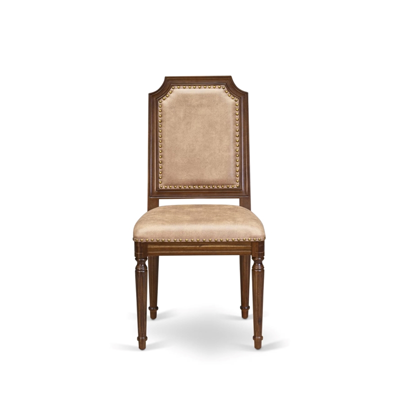Pemberly Row Parson Dining Chairs in Acacia Wood Walnut Finish (Set of 2)