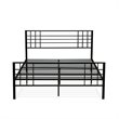 Pemberly Row Metal Full Bed Frame in Black Finish with Slats and Headboard