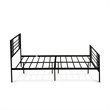 Pemberly Row Metal Full Bed Frame in Black Finish with Slats and Headboard
