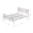 Pemberly Row Metal Full Bed Frame in Black Finish with Slats and Headboard