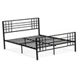 Pemberly Row Metal Full Bed Frame in Black Finish with Slats and Headboard
