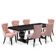 Pemberly Row 7-Piece Acacia Dining Set with Black Finish and Faux Leather