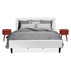 Pemberly Row 3-Piece Wood King Bedroom Set in White & Burgundy Finish