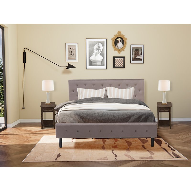 Pemberly Row 3-Piece Wood King Bedroom Set in Brown & Jacobean Finish
