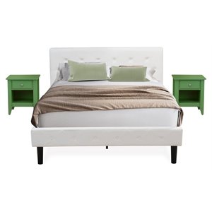 Pemberly Row 3-Piece Wood Queen Bedroom Set in White & Clover Green Finish