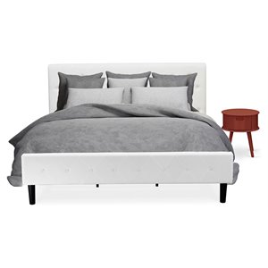 Pemberly Row 2-Piece Wood King Bedroom Set in White & Burgundy Finish
