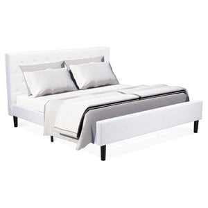 Pemberly Row King Platform Bed with Velvet Upholstery in Black and White