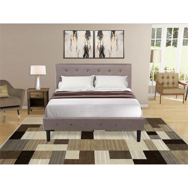 Pemberly Row 2-Piece Full Bedroom Set with Nightstand in Brown Taupe