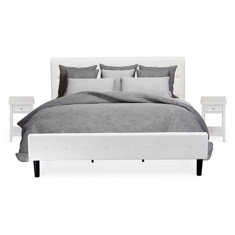 Pemberly Row 3-Piece King Bedroom Set with 2 Nightstands in White