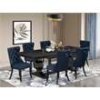 Pemberly Row 7-Piece Dining Set in Black Finish with Faux Leather Chairs