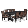Pemberly Row 9-Piece Dining Set with PU Leather Chairs in Black Finish