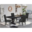 Pemberly Row 5-Piece Black Wood Dining Room Set with Black Upholstery