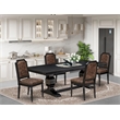 Pemberly Row 5-Piece Brown Upholstery Dining Set in Black Finish