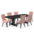 Pemberly Row 7-Piece Dining Table Set with Acacia Wood in Black Finish