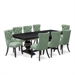 Pemberly Row 9-Piece Dining Set in Black Finish with Faux Leather Chairs