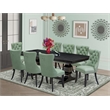 Pemberly Row 9-Piece Dining Set in Black Finish with Faux Leather Chairs