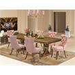 Pemberly Row 7-Piece Wooden Kitchen Set with Faux Leather Chairs in Walnut