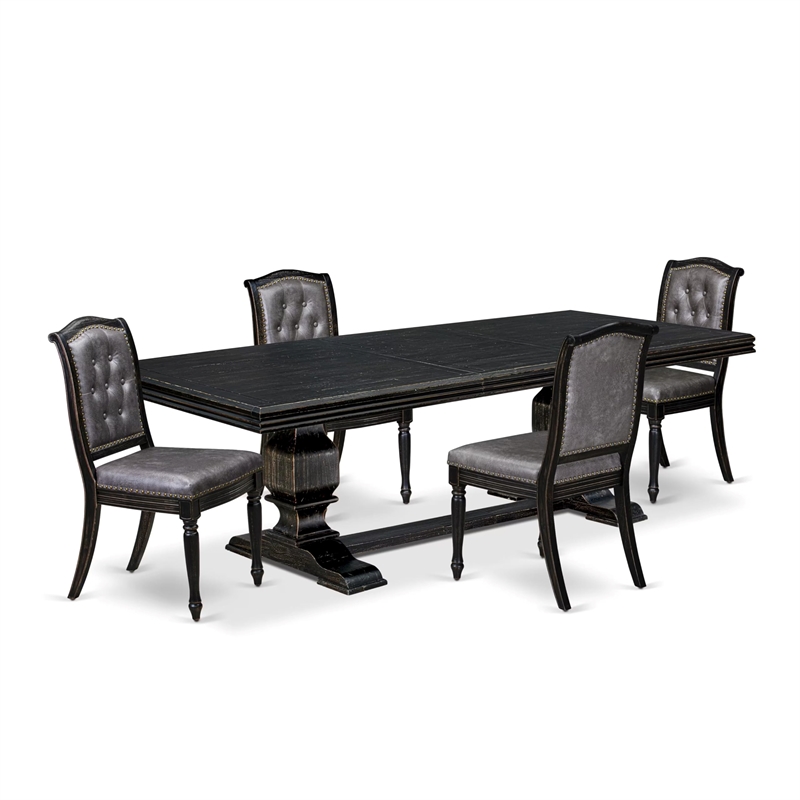 Pemberly Row 5-Piece Dining Set with Acacia Wood in Black Finish