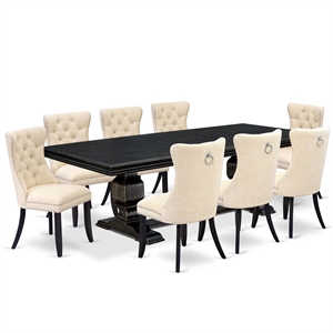 Pemberly Row 9-Piece Dining Set with Removable Table Leaf in Black Finish