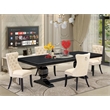 Pemberly Row 5-Piece Dining Set with Upholstered Chairs in Black Wood