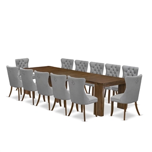 Pemberly Row 13-Piece Extendable Dining Set in Antique Walnut